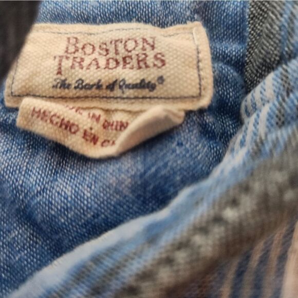 Boston Traders M Striped WhiteBlue Women's Lng Slve ButtonDown Flannel with Hood - Picture 4 of 9